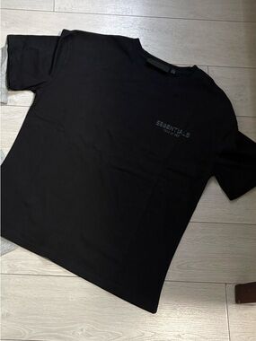 Essentials Black Logo Short Sleeve Crew Tee